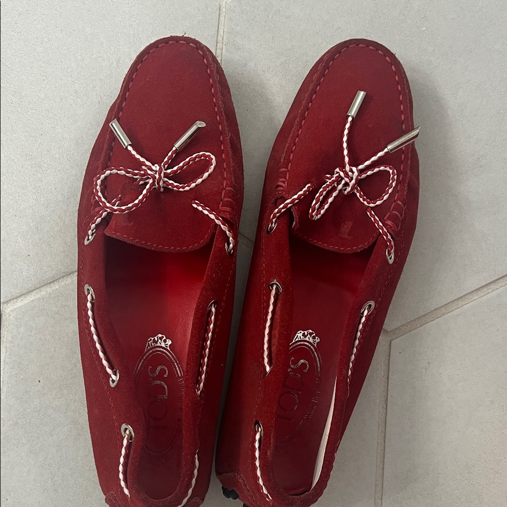 Tod's Women's Crimson Suede Moccasins
